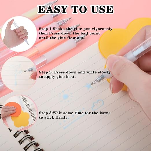 12 Pcs Quick Dry Glue Pens, Glue Refills Ballpoint Roller Stick Pen | Easy Precise Control, Fine Tip, for Artists Crafting, Scrapbooking, Card Making, Foil Calligraphy Supplies