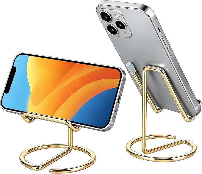 gianotter Gold Phone Stand | Gold Desk Organizer and Accessories, Phone Holder for Desk, Compatible with All Mobile Phones, iPhones and iPads (Gold)