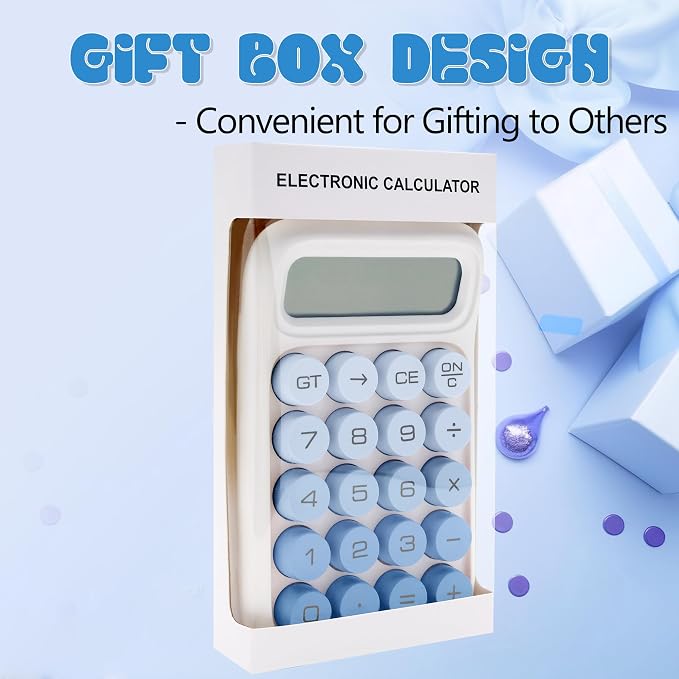 Mechanical Switch Calculator, 10-Digit LCD, Blue, Big Buttons | Large Display with a Cute and Aesthetic Design for Office, School, Home, and Study