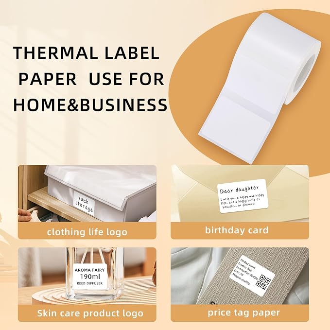 Thermal Labels Maker Tapes for B21/B3S/B1 Printer,1.18" X 0.78" (30 X 20mm) | 320 Labels/Roll,Multi-Purpose Adhesive Labels Sticker Paper for Home Office Small Business Address School,6 Rolls White