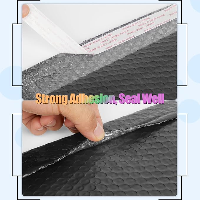 4x8 Inch Bubble Mailers 100 Pack Black Self Seal Padded Envelopes Usable Size 4x7" Waterproof Mailing Shipping Bags for Small Business Mailing Jewelry Makeup