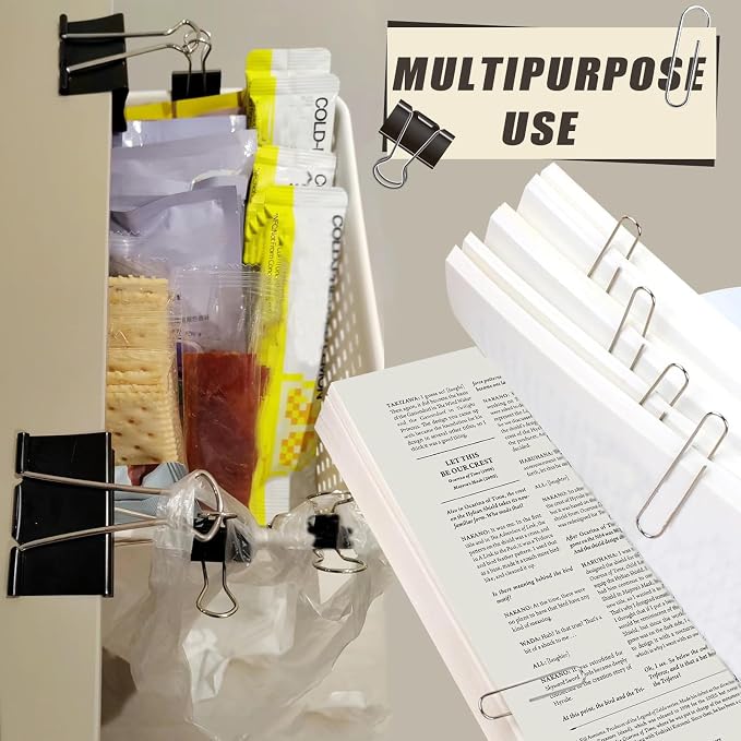 850 Pack Paper Clips and Binder Clips Assorted Sizes, | 750pcs Paper Clips and 100Pcs Binder Clips Assorted Sizes in Container for Home Office and School Supplies