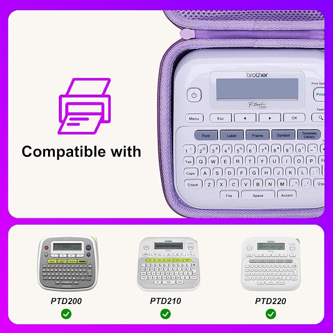 LTGEM Label Maker Case for Brother P-Touch PTD220/PTD210 | Hard EVA Shell, Water-Resistant, Shock Protection, Scratch-Resistant Interior, Portable Travel Storage Case Only