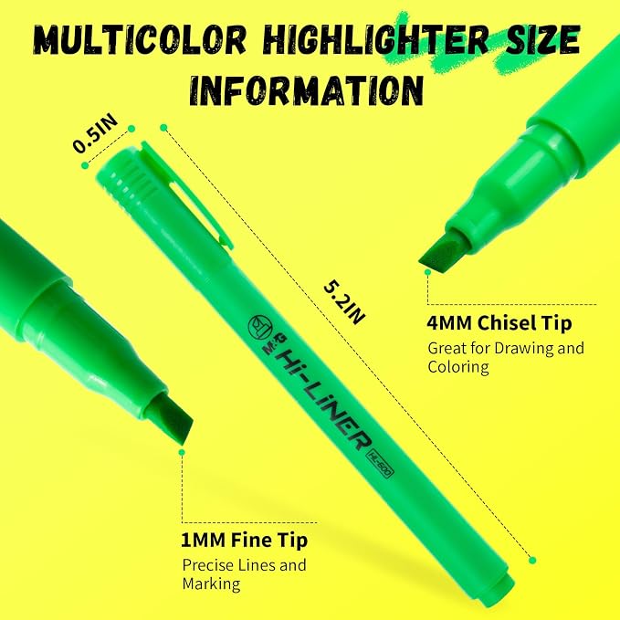 M&G Liner Highlighters, 4-Count MultiColor Highlighters, Chisel Tip No Bleed Highlighter Pens for Office Documents, Planning, and Everyday Organization