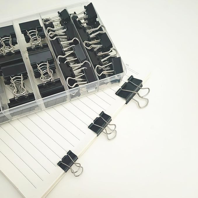76 Pcs Black Binder Clips Paper Clamps Set Assorted Sizes Large Medium Small for Office School and Home