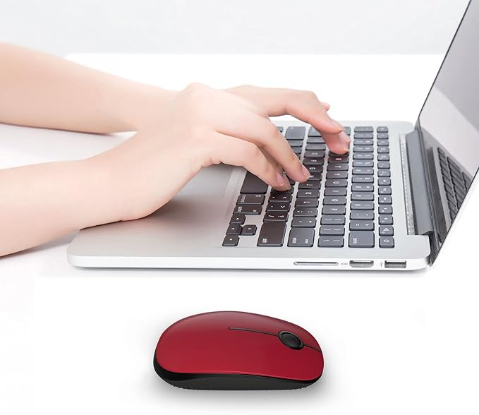 VssoPlor Wireless Mouse, 2.4G Slim Computer Laptop Mouse, Black and Red | Portable Mouse, Plug & Play USB Nano Receiver, Quiet Silent Optical Mice for Notebook, PC, Laptop, Computer, Windows, Mac