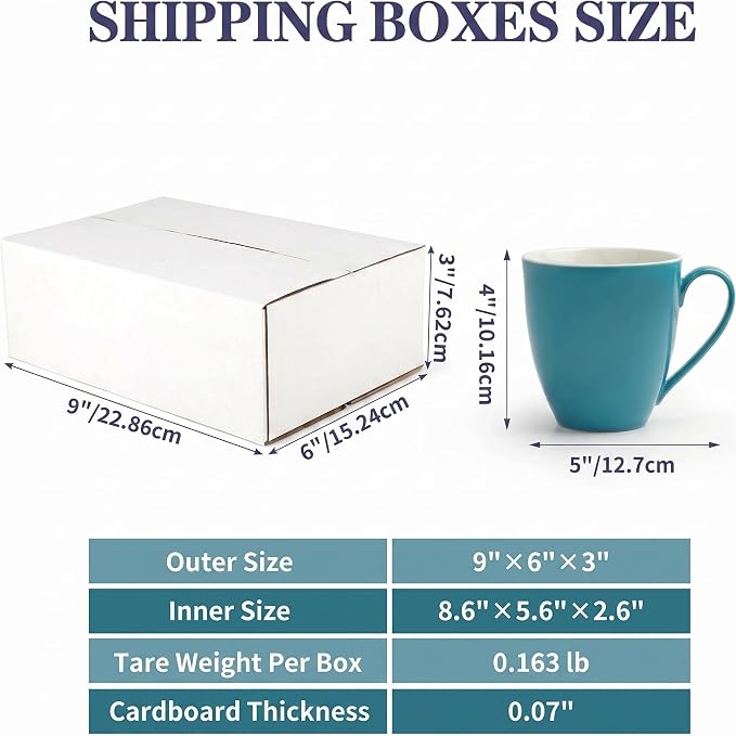 40 Pack Small Shipping Boxes 9x6x3 Inches | White Corrugated Cardboard, Box for Packaging Small Business Mailing Storage Moving, Easy Assemble