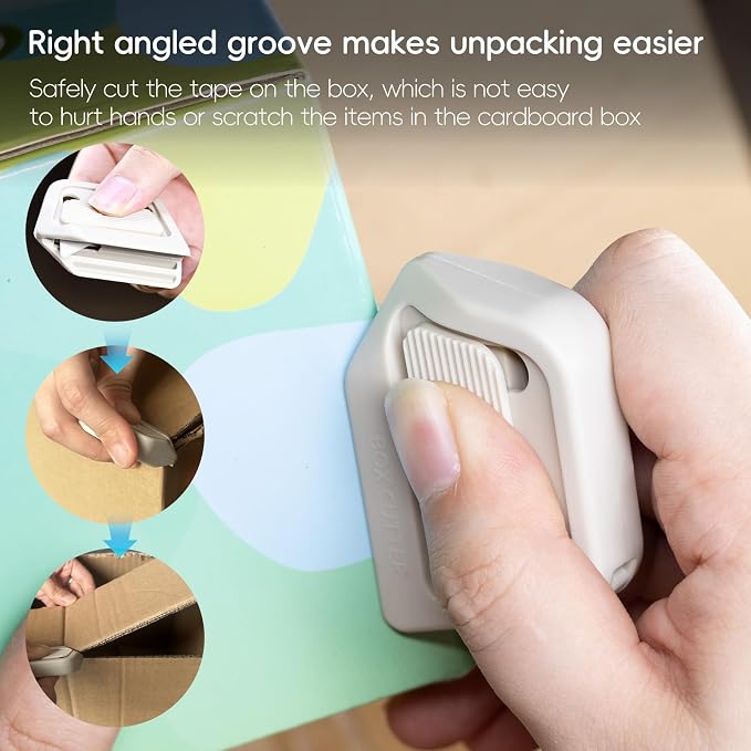 Box Cutter | Cut Corners Like Pro | Safe Ceramic Box Cutter Lasting 12x Longer than Metal | Box Opener | 1 Pack Light Gray