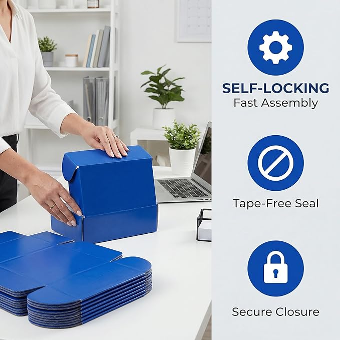 12x9x4 inch Shipping Boxes Set of 6 Blue, Inner Size 11.6x8.6x3.6 inch Cardboard Box Mailers for Small Business Packaging Mailing or Gift Wrapping Giving