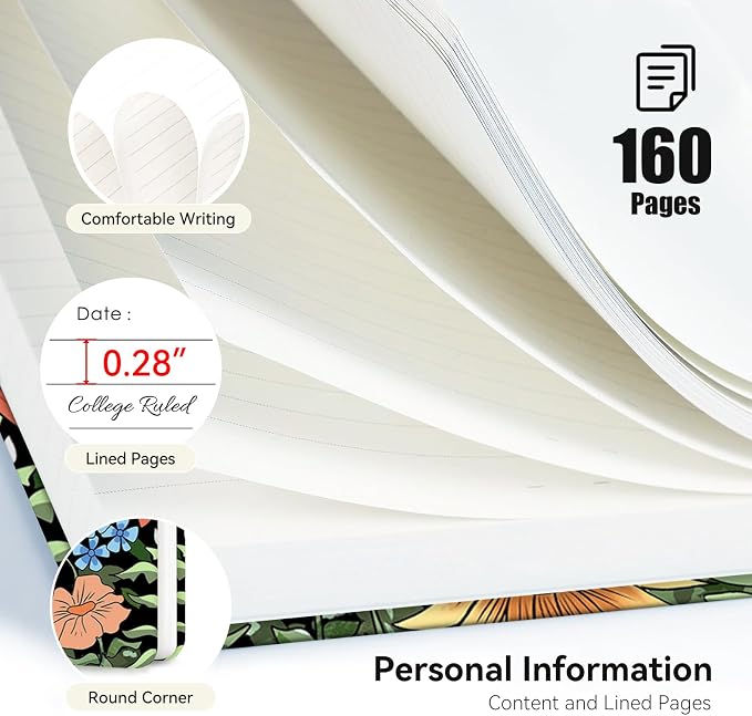 Lined Spiral Journal Notebook for Work A5, 160 Pages, Cat | College Ruled Spiral Journal for Women, Hardcover with Elegant Design for Note-Taking, 5.5 * 8.25 inch