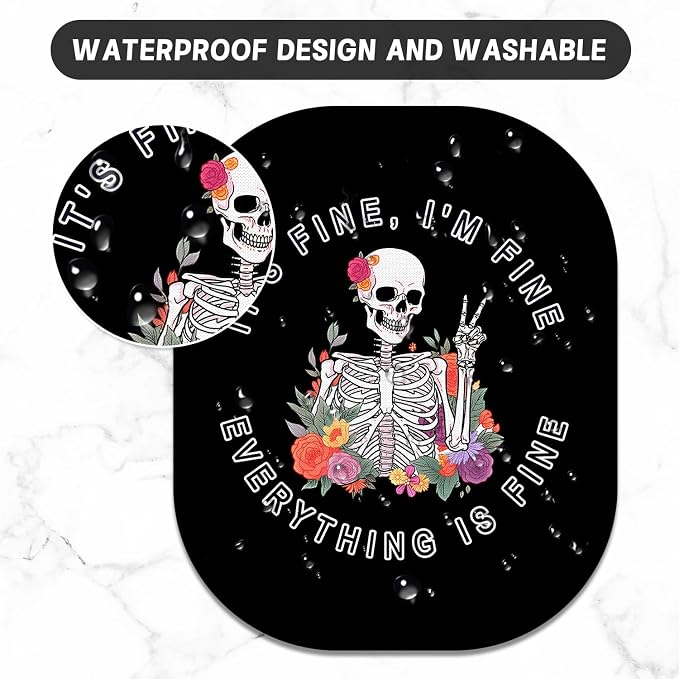 Small Mouse Pad, 6 x 7 Inch, Oval Mini Mouse Pad with Non-Slip Rubber Base for Laptop Wireless Mouse Keyboard Tray Mousepad, Funny Skeleton Man