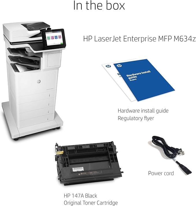 HP LaserJet Enterprise MFP M634z Monochrome All-in-One Printer with Built-in Ethernet, 2-Sided Printing, Extra Paper Trays & 3-bin Stapler/Stacker (7PS96A)
