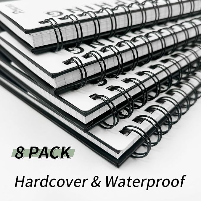 Graph Paper Notebook Spiral Notebook 8.5" x 11" | 8 Pack Grid Paper Notebook Graph notebook Engineering notebook Thick Graphing Paper Notebook Hardcover Journal for School