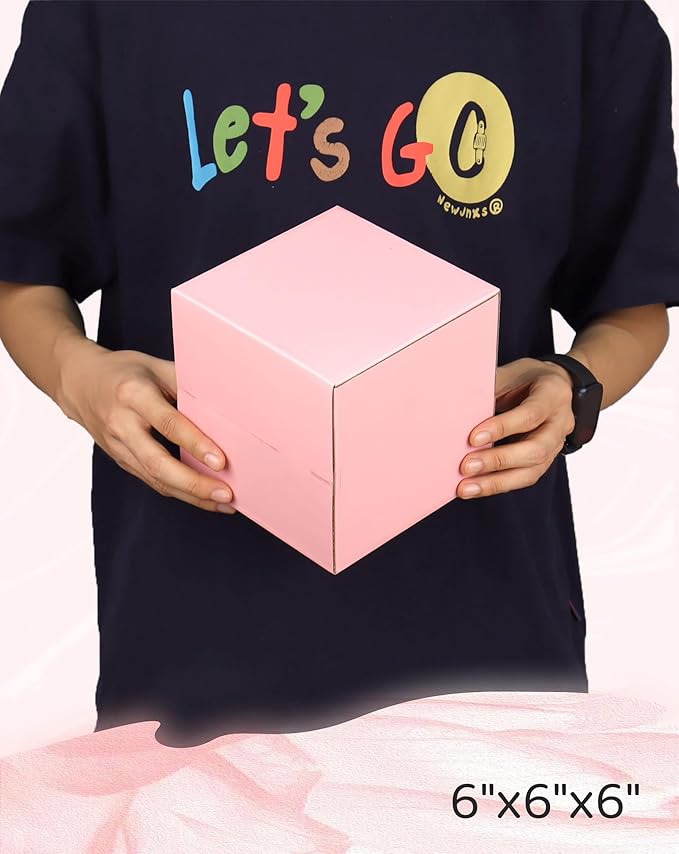 6x6x6 Inch Cute Pink Shipping Boxes, 30 Pack Corrugated Cardboard Box, Mailing Packaging Boxes for Small Business