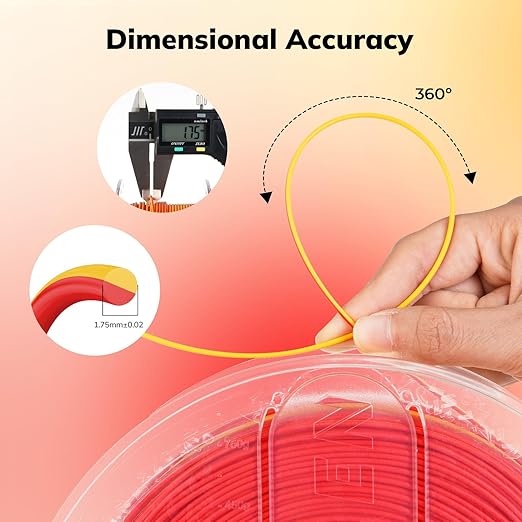 AMOLEN Matte PLA 3D Printer Filament - Dual Color Red Gold Filament, Smooth Finish Color Change 3D Printing Filament 1.75mm, 1KG/2.2lb