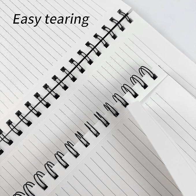 Lined Spiral Notebook B5 Black Journal 7.48'' X 10.18''-4 Pack 7mm College Ruled Hardcover Notebooks 160 Pages 100GSM Thick Paper for Note Taking School Office Supplies