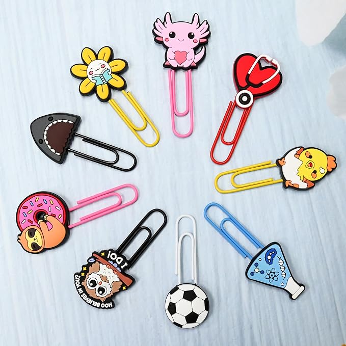 50 PCS Random Paper Clips Metal Paperclip Large Size Paper Clip Cute Bookmark Colorful Office Supplies Bookmark Clamp Desk Accessories Stationery Gifts