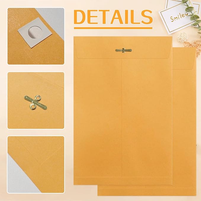 30 Pcs Manila Envelopes 5 x 7.5Inch, Kraft Envelopes with Clasp Closure | 28lb Gummed Seal Brown Mailing Envelopes for Office, School, Business, Home Use
