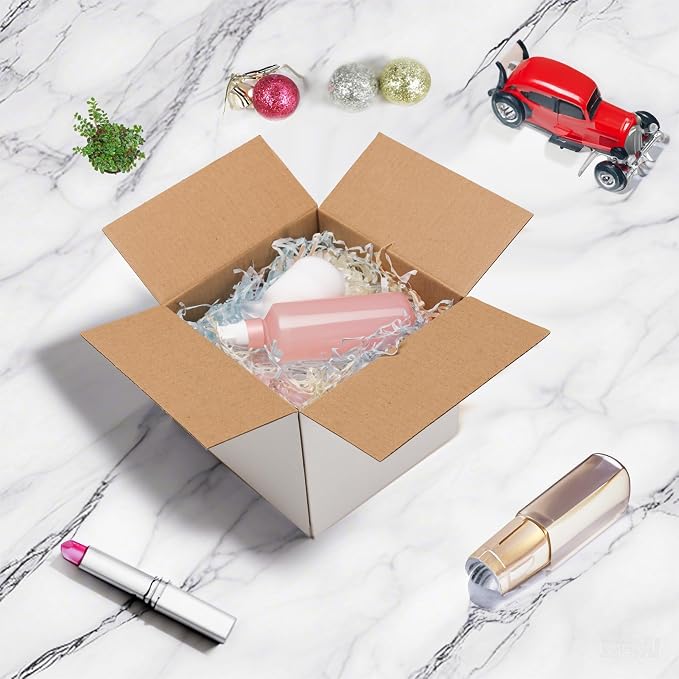 40 Pack 7x7x6 Shipping Boxes for Small Business, White Corrugated Cardboard Small Box for Packaging, Moving, Mailing, and Storing