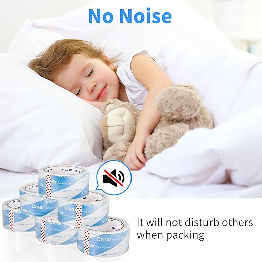 JARLINK No Noise Clear Quiet Packing Tape (18 Rolls), Heavy Duty Packaging Tape for Shipping Packaging Moving Sealing, 2.4mil Thick, 1.88 inches Wide, 60 Yards Per Roll, 1080 Total Yards