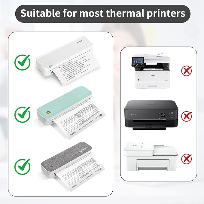 200 Sheets Thermal Printer Paper, 8.5"x 11" US Letter Size - High-Efficiency Durable Printing for Home Work, Printing Contract, Picture, Compatible with Most Thermal Printers (200 Sheets)
