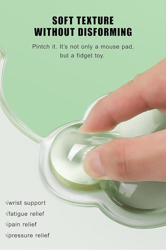 Mouse Pad with Wrist Rest, Soft Cloud Gel Keyboard Mouse Pad Set with Hand Wrist Support, Cute Non Slip Office Desk Accessories for Comfort/Pain Relief/Computer/Laptop (2Pc Clear Cloud)