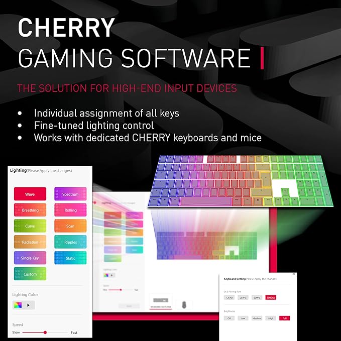 Cherry MX 3.0S, Wired Mechanical Gaming Keyboard, Robust Aluminum Housing, RGB-Lighting, Full Key Rollover, Anti Ghosting, MX RED Switches, White