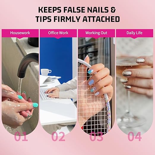 2 x 15g Semi Solid Nail Glue for Press On Nail, No Need for UV Lamp Super Strong Nail Glue Quick Drying Gel Long Lasting for Fake Acrylic Nails