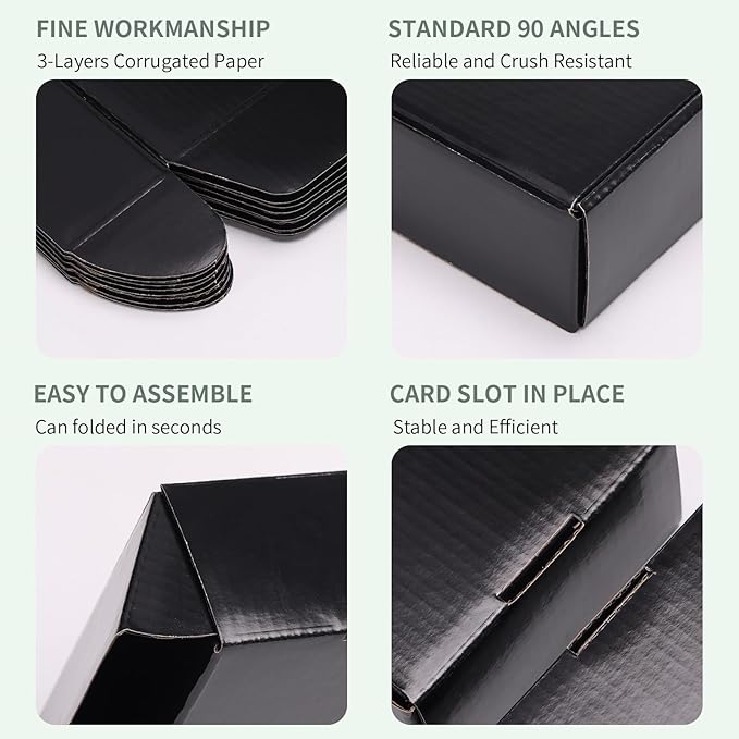 Rempry 6x4x2 Inches Black Small Shipping Boxes Pack of 20, Cardboard Corrugated Gift Mailer Boxes for Packaging Small Business Mailing Present