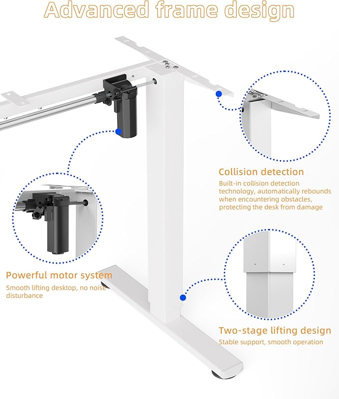 YIHAYO Standing Desk Frame, DIY Workstation, Frame Only, Adjustable Desk with Memory Smart Pannel and Anti-Collision System, Sit Stand Desk for Home Office Computer Desk (White)