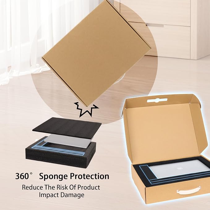 Laptop Shipping Box with Protection Foam, Fit Up to 17 Inches, Notebook Laptop Boxes for Packaging Small Business, Cardboard Computer Container for Shipping