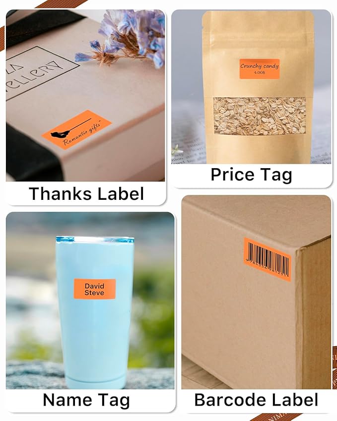 iEager 2x1 Inch Thermal Labels, Orange Rectangle Thermal Printer Stickers, Durable Shipping Label Printer Sticker for Barcode, Name, Address, 1000 Labels/Roll
