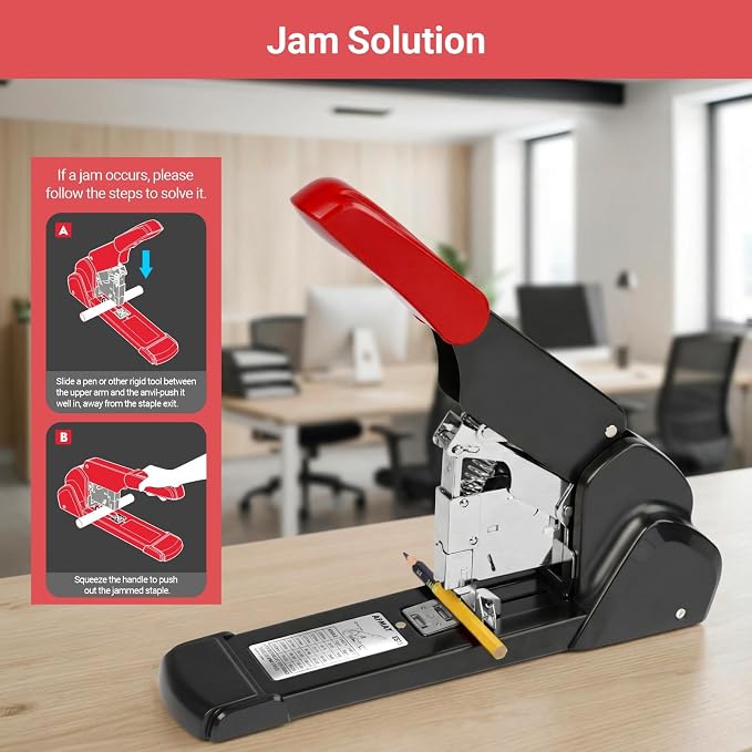 AFMAT Heavy Duty Stapler, 210 Sheet Staplers for Desk with 7000 Staples, Jam-Free, 50000+ Uses, 60% Reduced Effort, Easy Reload, Adjustable Paper Guide, Large Metal Manual Office Staplers, ES15