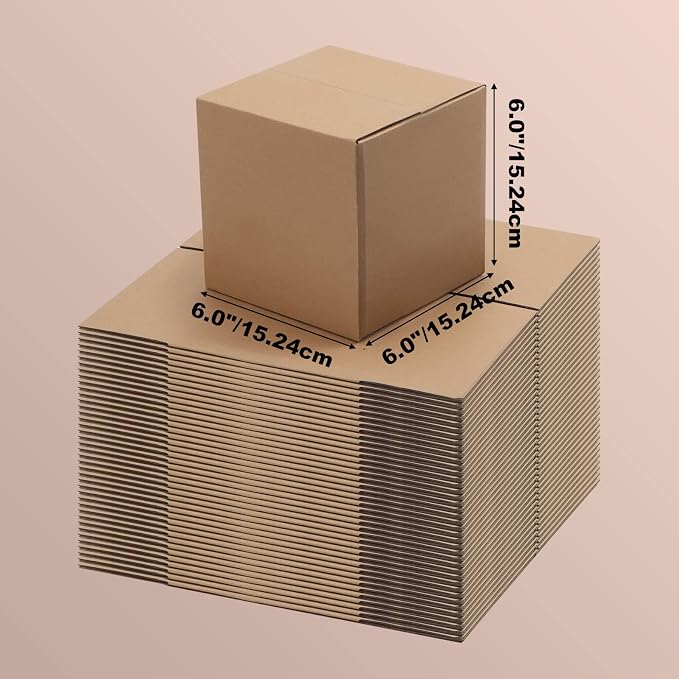 Edenseelake 40 Pack 6x6x6 inches Shipping Boxes Small Cardboard Boxes for Packing, Moving, Mailing, Brown