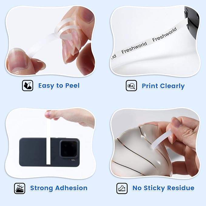 Freshworld 6X Replace for DYMO Label Maker Refills D1 1/4 Inch x 23Ft White | Durable Compatible with Dymo D1 Label Tape Cartridges 43613 for LabelManager 160 210D 280 360D 420P 500TS 640CB PnP ColorPop