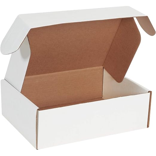 Box USA 12" Deluxe Shipping Boxes, 12 1/8"L x 9 1/4"W x 4"H, 50-Pack - White Box Mailers for Packaging, Storage, Gifts or Bulk Business Orders