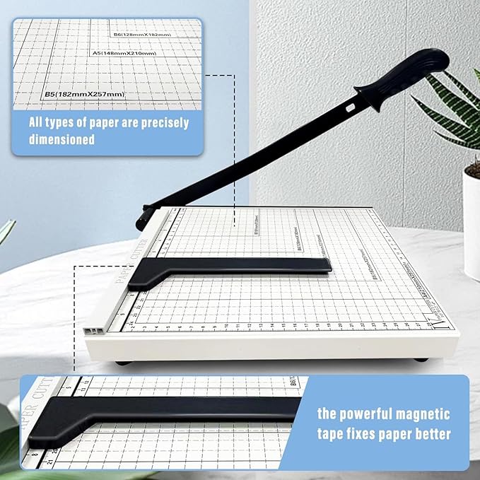 12" Guillotine Paper Cutter,Paper Cutter for Cardstock Heavy Duty 12 inch,Cut Cleanly and Quickly,12" Cut Length,10 Sheet Capacity.Paper Trimmer for Classroom,Cardstock, Art Projects,and Office Use.