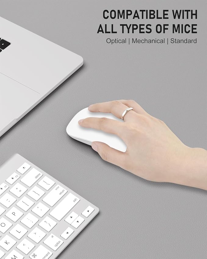 Desk Pad, 35.5" x 17" PU Leather Non-Slip Desk Mat Large Mouse Pad for Desktop, Waterproof Laptop Computer Writing Mat for Office, Home, Work, Gaming, Silver