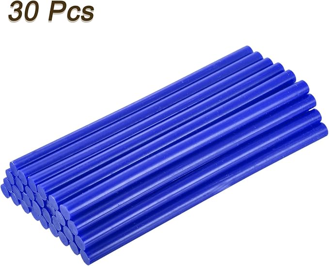 uxcell 30pcs 11mm x 200mm Full Size Hot Glue Gun Sticks 8-inch x 0.43-inch High Sticky Large Hot Glue Sticks for Glue Gun, Bright Blue