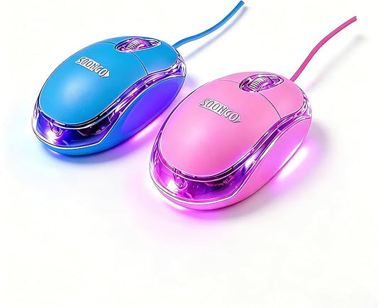 SOON GO Kids Mouse 2 Pack [Pink Blue] for Laptop Mini USB Optical Wired Mice fit for Kids Girls Lady use Compatible with Computer Laptop PC Desktop Windows 7/8/10/XP Vista and Mac