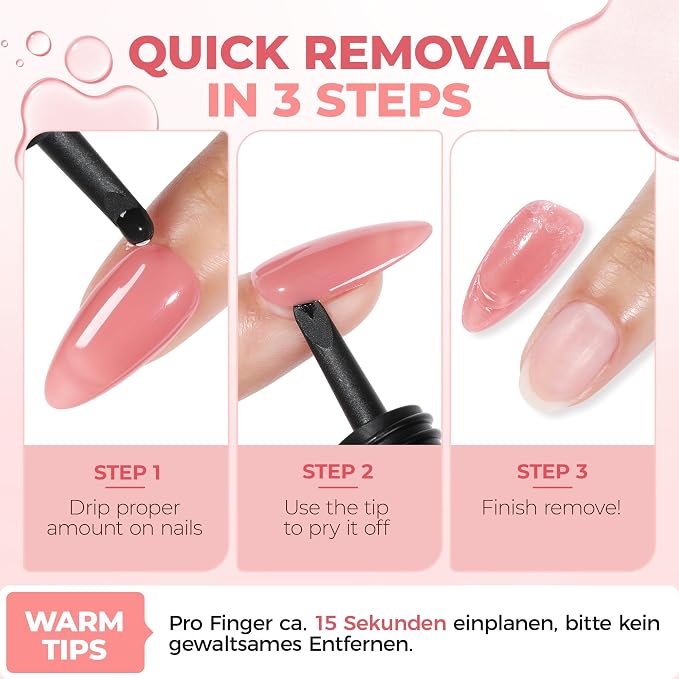 UNA GELLA Press On Nail Glue Remover Built-in-crowbar 30ML Acetone-Free | Gentle Soak Off Gel Nail Glue Polish Remover for Nail Tip Adhesive Glue Easily Home DIY Not for U/V Nail Polish