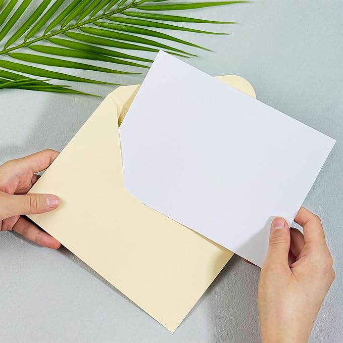 100 PCS Cream Colorful A7 Envelopes with Stickers, 5x7 Envelopes for Greeting Cards, Great for Invitations, Wedding Invitation, Birthday, Baby Shower, Graduation