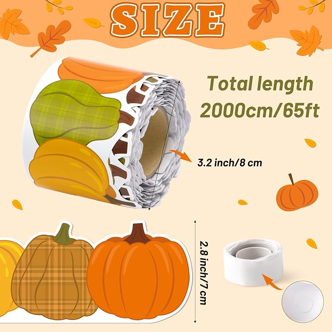 BeYumi Fall Pumpkin Border Trim - 65ft Plaid Pumpkin Border Classroom Decor | Thanksgiving Halloween Pumpkin Rolled Bulletin Board Border Office School Chalkboard Kindergarten Classroom Wall Party Decor