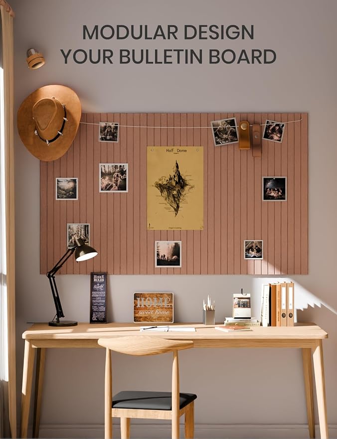 Fluxynara 36" x 24" Large Felt Bulletin Board, Terracotta | 6 Pack Cork Board Alternative with 30 Safe Adhesive Tabs, Pin Boards for Wall Decor, Home, Office, Classroom,Dorm