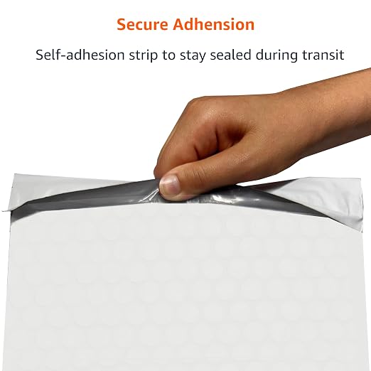 Amazon Basics Poly Bubble Mailer, 8.5" x 12" (Internal Size 8.25" x 11"), Self-Seal, 100-Pack, White/Grey