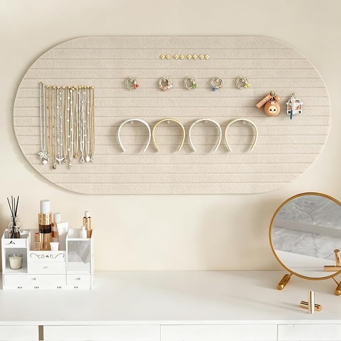 Felt Bulletin Board 47" x 24", Cork Board Alternative with 30 Push Pins | 4 Customizable Modular Decorative Felt Pin Board, Vision Board for Office Home Bedroom Wall Decor, Photo Picture Display