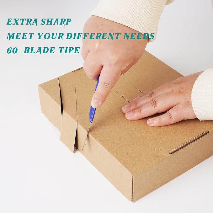 20-Pack Retractable Utility Cutter | Auto-Lock Design with 9mm Snap-off Blades | Carton & Cardboard Opener for Office/Home | Disposable Exacto Razor Tool | Snap-off blade design for opening packages and cartons, box opener, disposable exacto knife, per...