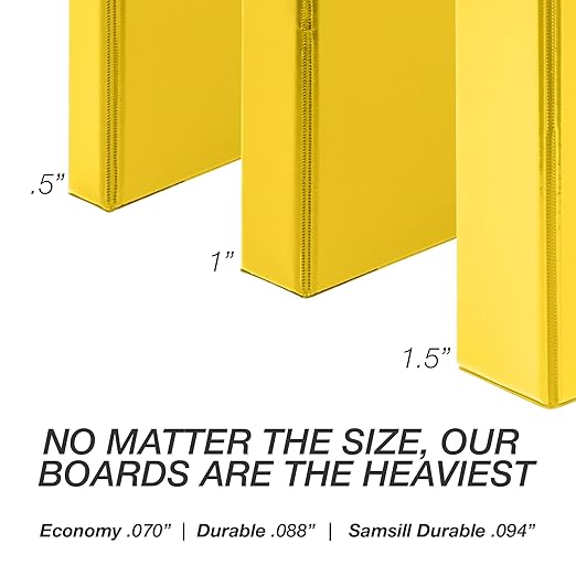 Samsill Durable 0.5 inch 3 Ring Binder, D Ring Binder, 100% Recycled Chipboard, Yellow