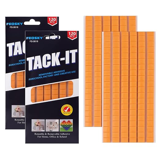 Feosky Adhesive Poster Sticky Tack Putty, Reusable and Removable Adhesive Putty, Mounting Putty for displaying Wall Paintings, Picture, Decoration, Crafts (Orange, Pack of 2)