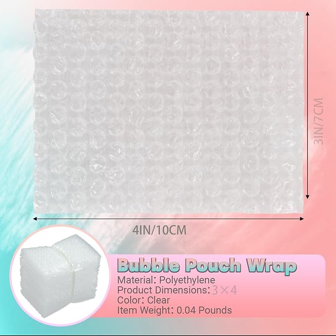 100Pack 3x4" Clear Bubble Out Bags, Double-Wall Cushioned Pouch for Packing | Double-Wall Shockproof Bubble Cushioning,Lightweight Durable,Ideal for Shipping,Moving Fragile Small Items Storage
